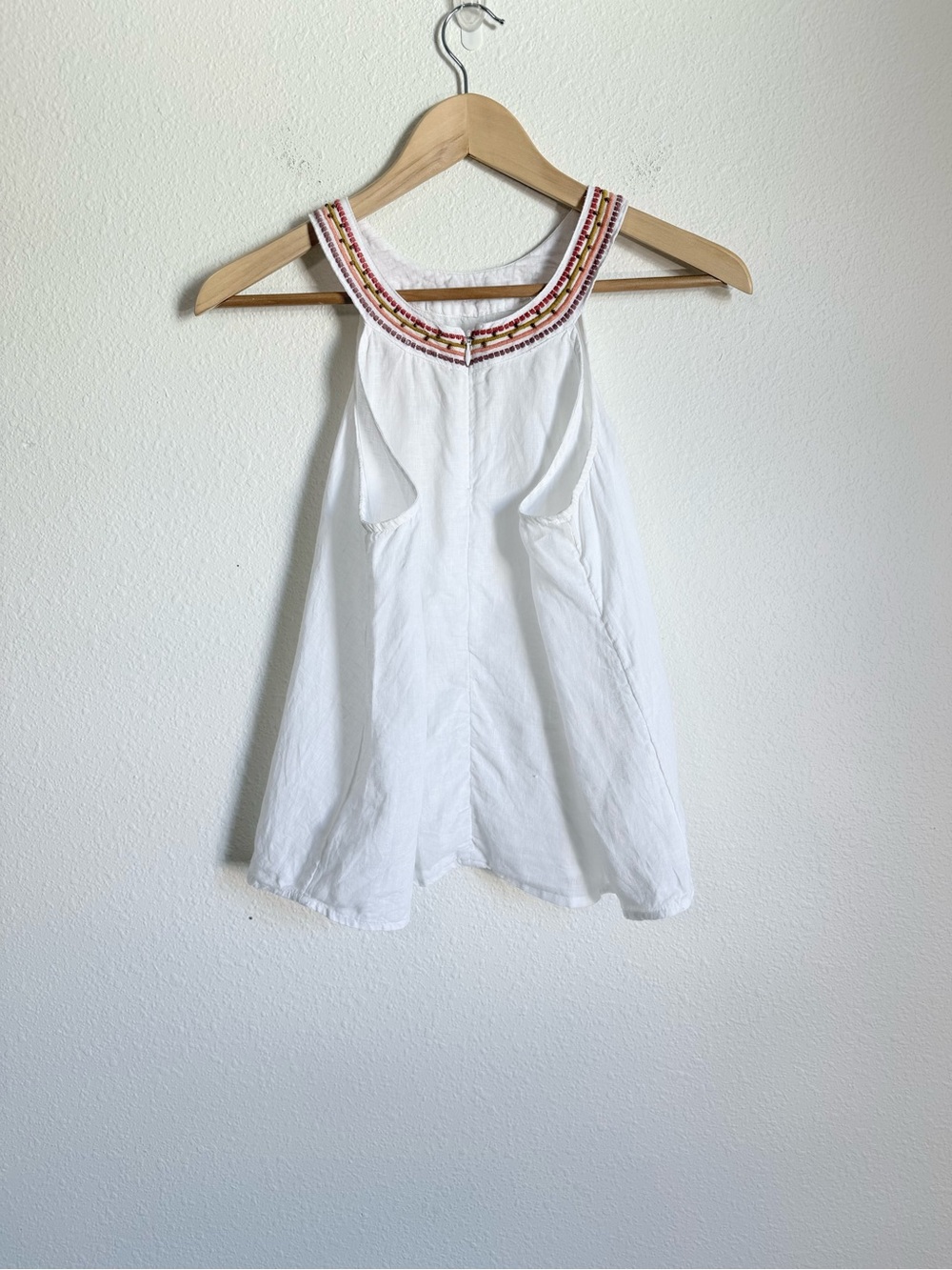 Cynthia Rowley Linen Embroidered Trim Halter Top Boho Chic Goddess Retro - Picture 5 of 7